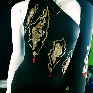 Dif4rant ClothingCo Custom-Made Over-the-Shoulder Sleeve Black Bodysuit